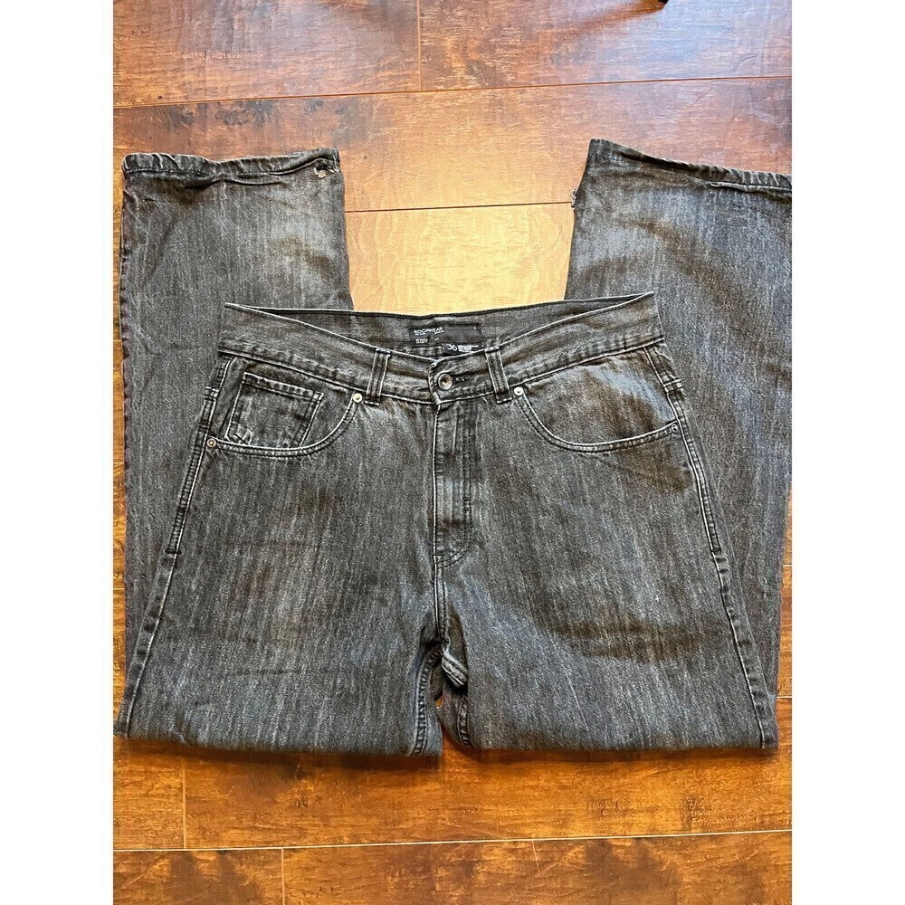 Rocawear Mens Gray Wash Straight Boot Cut Jean Distressed Size 36